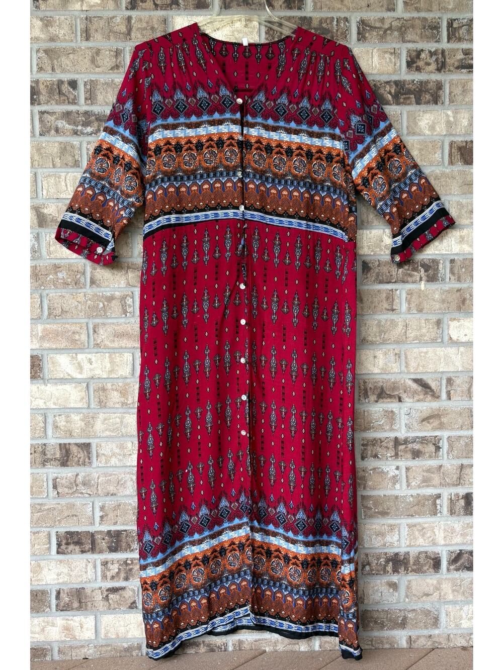 Boho Gypsy Paisley Duster Beach Cover-Up Tunic Robe Top Womens 2XL PLUS SIZE